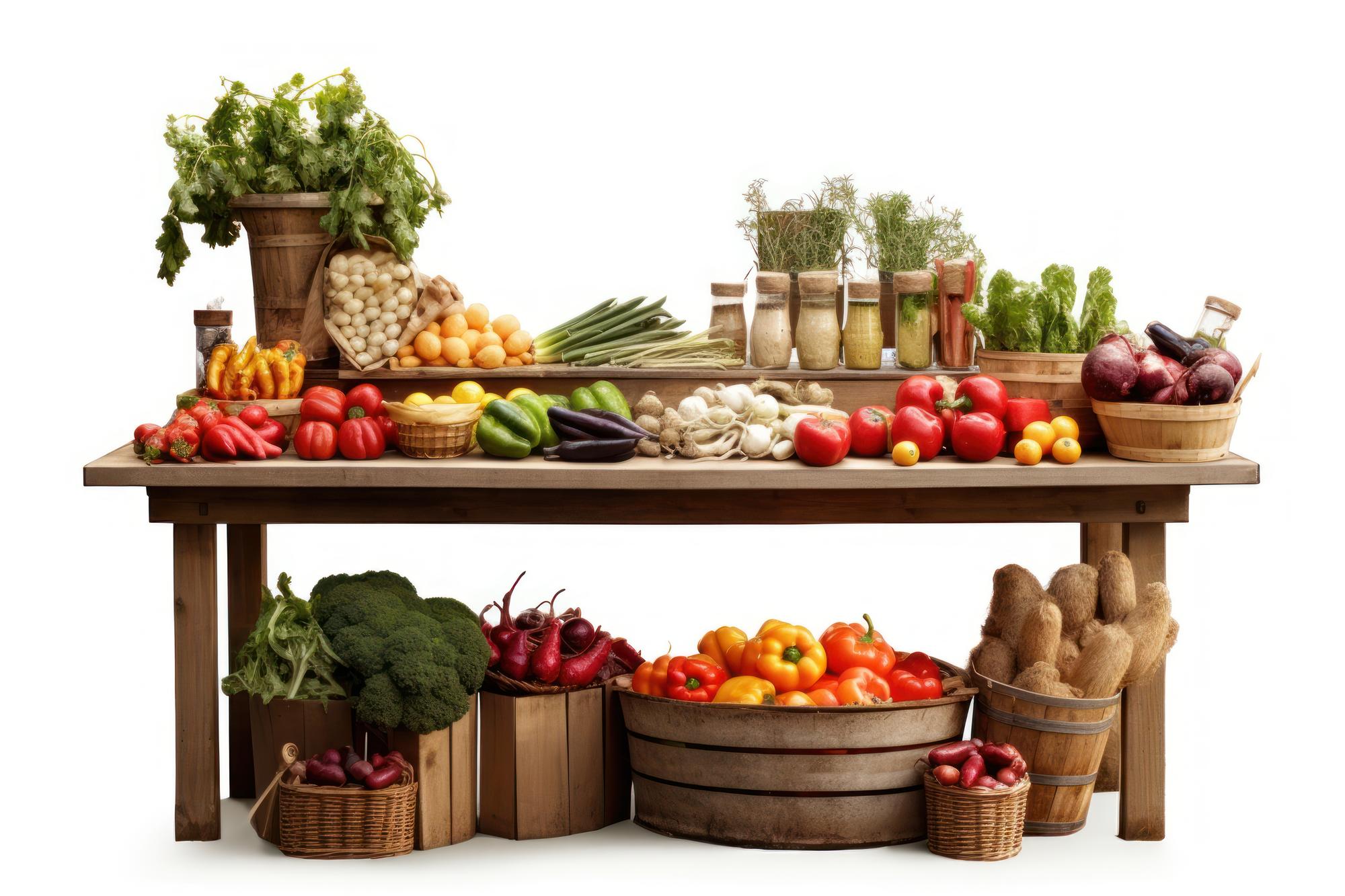 Selection of local vegetables on counter